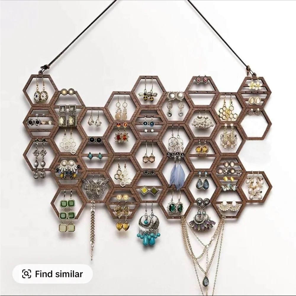 NIB Traditional Hexagonal Wooden Jewelry Organizer